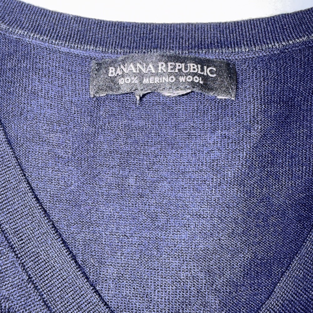 Banana Republic Men's Extra Fine Italian Merino Wool XXL‎ Royal Blue V-Neck - Picture 2 of 10